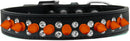 Pet and Dog Spike Collar, "Double Crystal & Orange Spikes"