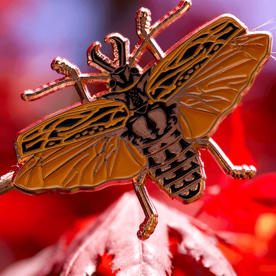Sabertooth Longhorn Female Beetle Enamel Pin