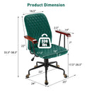 Velvet Office Chair with Wooden Armrests - Adjustable Height