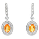 1.06ct Citrine Diamond Dangle Earrings 10KT White Gold