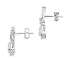 Rose Quartz Diamond Dangle Earrings 10KT White Gold