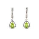 .88ct Peridot Diamond Dangle Earrings 14KT White Gold
