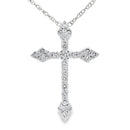 .16ct Diamond Cross Religious Pendant 14KT White Gold