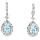 Aquamarine Diamond Dangle Earrings 10KT White Gold