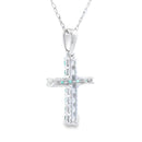 .20ct Emerald Cross Religious Pendant 14KT White Gold