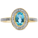 .49ct Blue Topaz Diamond Ring 10KT Yellow Gold