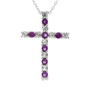 .50ct Amethyst Cross Religious Pendant Sterling Silver