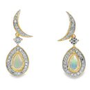 .42ct Opal Diamond Dangle Earrings 10KT Yellow Gold