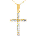 .25ct Diamond Cross Religious Pendant 14KT Yellow Gold