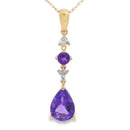 Amethyst Diamond Fashion Pendants 10KT Yellow Gold