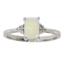 Genuine .02ct Opal Diamond Ring 10KT White Gold