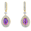 .88ct Amethyst Diamond Dangle Earrings 10KT Yellow Gold