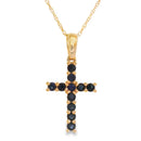 .29ct Sapphire Cross Religious Pendant 14KT Yellow Gold