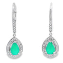 Chalcedony Diamond Dangle Earrings 10KT White Gold