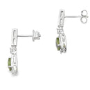 1.23ct Peridot Diamond Dangle Earrings 10KT White Gold