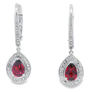 1.05ct Garnet Diamond Dangle Earrings 10KT White Gold