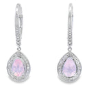 Rose Quartz Diamond Dangle Earrings 10KT White Gold