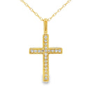 .08ct Diamond Cross Religious Pendant 14KT Yellow Gold