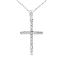 .13ct Diamond Cross Religious Pendant 14KT White Gold