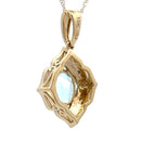 Aquamarine Diamond Fashion Pendants 10KT Yellow Gold
