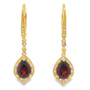2.43ct Garnet Diamond Dangle Earrings 10KT Yellow Gold