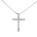 .15ct Diamond Cross Religious Pendant 14KT White Gold