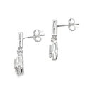 Rose Quartz Diamond Dangle Earrings 10KT White Gold