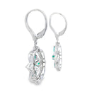1.44ct Emerald Diamond Dangle Earrings 14KT White Gold