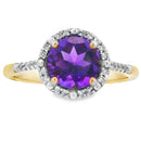 1.35ct Amethyst Diamond Ring 10KT Yellow Gold