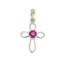 .22ct Ruby Cross Religious Pendant 10KT White Gold