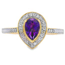 .42ct Amethyst Diamond Ring 10KT Yellow Gold