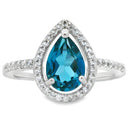 London Blue Topaz Created Sapphire Ring Sterling Silver