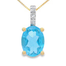 Blue Topaz Diamond Fashion Pendants 10KT Yellow Gold