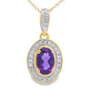 Amethyst Diamond Fashion Pendants 10KT Yellow Gold
