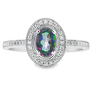 .61ct Mystic Fire Topaz Diamond Ring 10KT White Gold