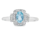 Genuine .45ct Aquamarine Diamond Ring 10KT White Gold