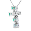 Emerald Diamond Cross Religious Pendant 10KT White Gold
