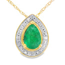 .41ct Emerald Diamond Fashion Pendants 10KT Yellow Gold
