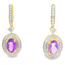 .93ct Amethyst Diamond Dangle Earrings 10KT Yellow Gold