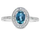 .63ct London Blue Topaz Diamond Ring 10KT White Gold