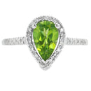 1.10ct Peridot Diamond Ring 14KT White Gold