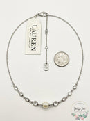 Lauren Ralph Lauren Silver-Tone Crystal and Imitation Pearl Necklace