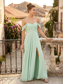 Sequin Hearts Juniors Off-The Shoulder Gown Sage