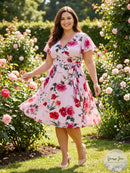 Adrianna Papell Plus Floral Print Faux Wrap Dress, Size 18W