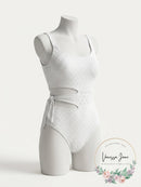 Jessica Simpson Womens Eyelet Asymmetrical Removable Cups Adjustable Tie