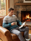 Tasso Elba Mens Colorblocked Supima Pullover Sweater