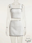 Alice + Olivia Elena Chain Tweed Miniskirt, Size 12
