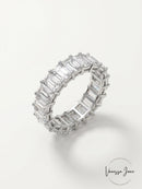 Inc Silver-Tone Crystal Baguette Statement Ring, Size 7