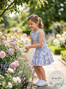 Pippa & Julie Little Girls' Sleeveless Day Dress, Blue Floral, Size 6