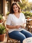 One A Womens Plus Embellished V-Neck Blouse, Size 1X